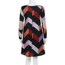 Load image into Gallery viewer, iLH Lightning Deals Swing Mini Dress,Casual Women Striped Tunic Color Block Long Sleeves Skirt Dress (Black, S)
