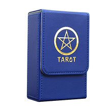 Load image into Gallery viewer, Black Lotus 80 Cards Capacity Tarot Storage Box PU Leather Oracle Organizer Case Game Double Layer Collection Flip Cover Holder (Blue), (tarot box)
