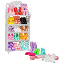 Load image into Gallery viewer, BJDBUS 1 Doll Shoes Rack Shelf + 20 Pairs Shoes Set Accessories High Heel Boots Sandals Assorted Furniture for 11.5 Inch Girl Doll
