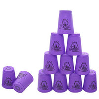 Erlsig Quick Stacks Cups 12 Pack of Sports Stacking Cups Training Game Challenge Competition Party Toy with Carry Bag (Purple)