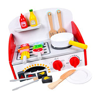 VOSAREA 1 Set Play Kitchen Accessories Kids Play Pots and Pans Playset Pretend Play Cooking Toys Cookware Utensils Cutting Food for Toddler Boys Girls