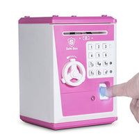 Electronic Piggy Bank to Teach Savings, ATM Savings Bank, Kids Safe Box, Great Cool Stuff Gift for Boys and Girls (Pink/White)