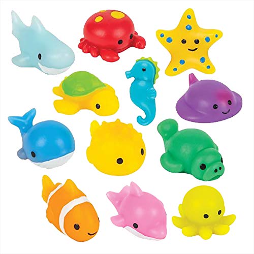 Curious Minds Busy Bags Set of 12 Ocean Sea Animal Mochi Squishy - Adorable Cute Kawaii - Individually Wrapped Toys - Sensory, Stress, Fidget Party Favor Toy (Set of 12 (1 Dozen))