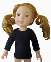 Black Knit T-Shirt 3/4 Length Sleeves for 14.5 inch American Girl Wellie WISHERS Doll Clothes