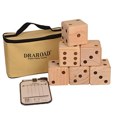 Load image into Gallery viewer, DRAROAD Giant Wooden Yard Dice Outdoor Game with Bonus Yardzee and Farkle Scoresheets and Carrying Bag, Great Lawn and Family Game

