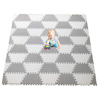 Red Suricata Playspot Foam Hexamat  Geo Interlocking Baby Play Mat - Baby Playmat for Kids, Infants & Toddlers  79 x 60 or 74 x 63 Rubber Foam Floor Puzzle Mats Tiles (Ghost White/Grey