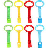 Kisangel 8PCS Baby Play Gym Baby Bed Stand Up Rings Portable Baby Pull Ring Kids Walking Training Tool