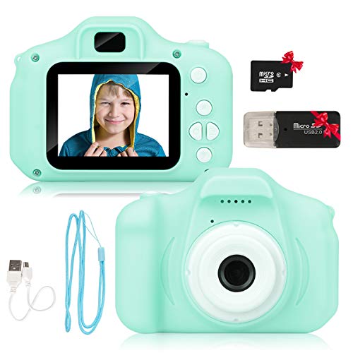 Kids Camera for Boys and Girls Digital Selfie Camera Upgrade13MP 1080P IPS 2 Inch HD Screen Photos & Video Camcorders Rechargeable for Kids Aged 3 Year and Up Toy Christmas Birthday Gifts (Green)