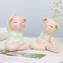 Load image into Gallery viewer, DOITOOL 2 Pcs Yoga Pig Figurines Resin Piggy Statue Cake Topper Miniature Animal Sculpture Car Dashboard Decorations for DIY Crafts Fairy Garden Ornament Random Color
