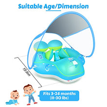 Load image into Gallery viewer, LAYCOL Baby Swimming Float with Sun Canopy Over UPF50+ ? Baby Floats for Pool Add Tail Never Flip Over (Blue, L)
