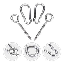 Load image into Gallery viewer, YARNOW 1 Set/4pcs Stainless Steel Swing Hangers Heavy Duty Swivel Ring Spring Snap Hook Carabiner for Yoga Hammock Swing Marine Boat Application 6x80mm (Silver)
