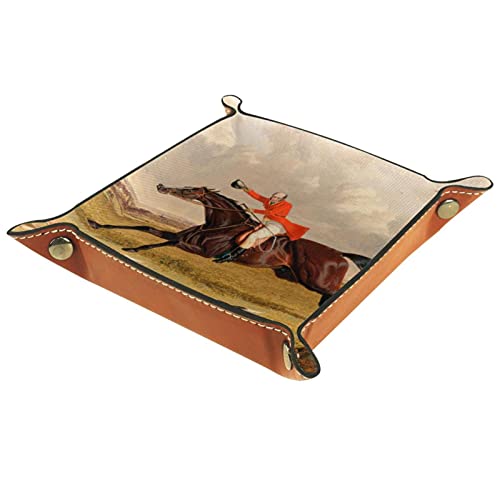 Dice Tray Famous Fox Hunt Dice Rolling Tray Holder Storage Box for RPG D&D Dice Tray and Table Games, Double Sided Folding Portable PU Leather