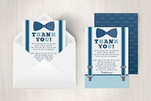 Load image into Gallery viewer, Little Man Boy Baby Shower Thank You Cards Bow Tie and Mustaches 20 Count Including Envelopes
