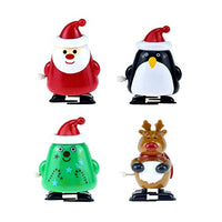 Amosfun 4pcs Christmas Wind Up Toys Reindeer Santa Penguin Tree Wind up Stocking Stuffers Christmas Party Favors for Kids