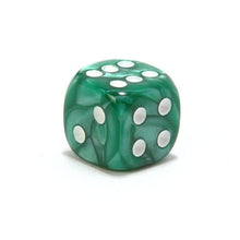 Load image into Gallery viewer, Marbeleized Green Dice 12mm 6 Sided Set of 36 in Box
