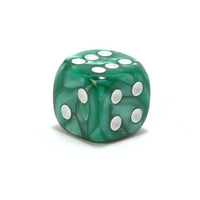Marbeleized Green Dice 12mm 6 Sided Set of 36 in Box