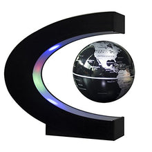 Load image into Gallery viewer, Senders Floating Globe with LED Lights C Shape Magnetic Levitation Floating Globe World Map for Desk Decoration (Black-Silver)
