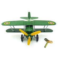 Load image into Gallery viewer, Charmgle Schylling Tin Toy Curtiss Bi-Plane Boxed Complete with Wind-Up Key Home Party Decoration Collection Gift (Green)
