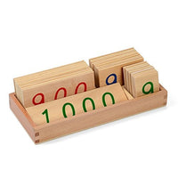 New Sky Enterprises Montessori Math Material Wooden Number Cards 1-1000 with Box Counting Number Bank Game Children Early Development Toys