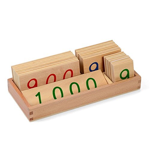 New Sky Enterprises Montessori Math Material Wooden Number Cards 1-1000 with Box Counting Number Bank Game Children Early Development Toys