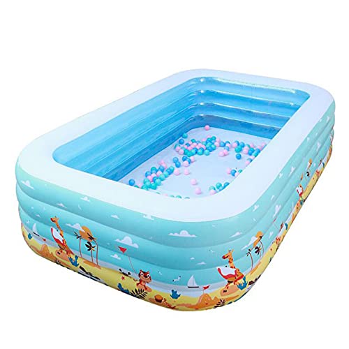Inflatable Family Swimming Pool, Inflatable Pool for Kiddie, Kids, Adults, Toddlers, Infant, Oversized Blow Up Lounge Pools, for Kids, Adults, Baby, Children,Blue_360x200x60cm
