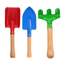 Load image into Gallery viewer, NUOBESTY Kids Garden Tool Wooden Handle Shovel Rake and Trowel Mini Gardening Tool Set Toy Gifts for Children Girls Kids Boys
