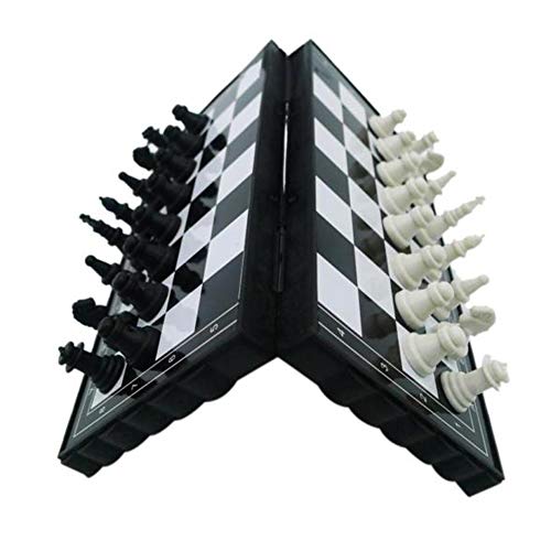 ManFull Magnetic Travel Chess Set, Travel Games, Magnetic Travel Chess Set Folding Board Parent-Child Educational Toy Family Game for Kids and Adults Black+White