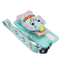 Load image into Gallery viewer, Yewos Coin Purse Case Case Compatible with Samsung Galaxy A72 5G Cute 3D Animals Elephant Cartoon Soft Light Blue Silicone Wallet Case with Wrist Strap,Cool Kawaii Funny Kids Teens Girls Cover
