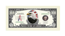 Load image into Gallery viewer, American Bald Eagle - Proud to Be an American Million Dollar Novelty Bill - Pack of 100
