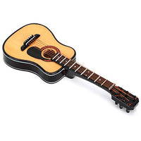 EBTOOLS Wooden Miniature Guitar, Mini Guitar Model with Stand and Case Miniature Dollhouse Model Home Decoration Ideal Gift for Kids