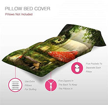 Load image into Gallery viewer, Kids Floor Pillow Enchanting Fairy Lounge Bench in a deep Magical Forest Illuminated by Pillow Bed, Reading Playing Games Floor Lounger, Soft Mat for Slumber Party, for Kids, King Size
