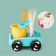 Load image into Gallery viewer, Teerwere Toy Cleaning Set Play Housekeeping and Accessories Cart Pretend Broom Mop and Dustpan for Children (Color : Blue, Size : 29x27.5x56cm)
