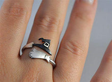 Load image into Gallery viewer, Jewelrypaotung Cute Halloween Ghost Witch Broom Finger Ring Open Rings Party Cosplay Jewelry
