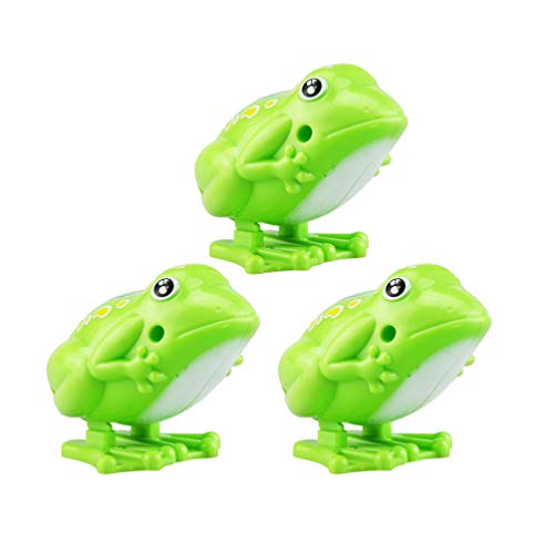 Toyvian 3pcs Wind up Toys Mini Frog Toys Interactive Toys for Toddlers Kids Children Green