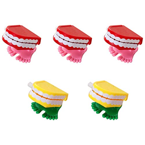 Toyvian Wind Up Teeth Walking Babbling Tooth Clockwork Toys for Kids Children Birthday New Year Party Favors Gag Props Gifts 5pcs (Random Pattern)