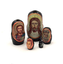 Load image into Gallery viewer, BuyRussianGifts 1.75&quot; Tall Mini Icons Nesting Doll Set Wood Religion Jesus Christ Saint Nicolas
