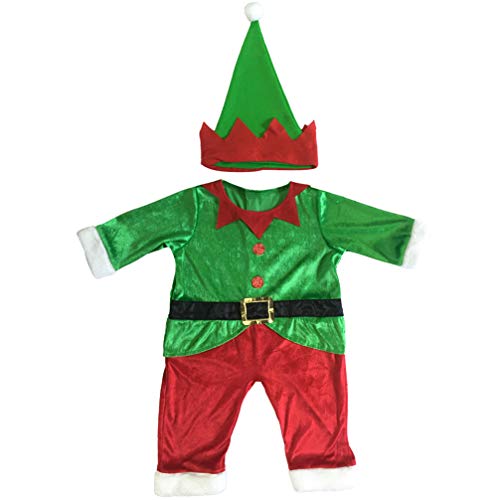 SOIMISS Kids Elf Costume Christmas Red Green Dress Up Elf Hat Cosplay Festival Performance Outfit Toddlers Children