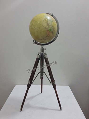 Vintage Table TOP Globe with Brown Tripod Stand COLLECTABLE Nautical