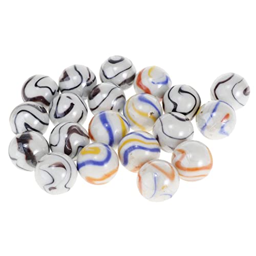 Deevoka 1 Inch Small White Glass Marbles, Pack of 20, Children's Toys from
