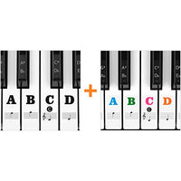 Eison Black Piano Stickers for Keys,Colorful Piano Keyboard Stickers,Suitale for 88/61/54/49/37 Key Piano