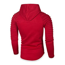 Load image into Gallery viewer, WUAI-Men Pullover Hoodie Long Sleeve Pleated Hooded Sweatshirt Slim Fit T-Shirt Fitness Outwear(Red,Large)

