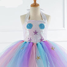Load image into Gallery viewer, Mermaid Sequin Tutu Dress for Girls Unicorn Costume with Headband Handmade Rainbow Outfit for Party, Birthday
