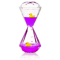 YUE Motion Liquid Motion Bubbler Floating Sea Creatures, Diamond Shaped Liquid Timer for Fidget Toy,Autism Toys , Children Activity, Calming Relaxing and Home Ornament (Purple Liquid with Duck Toys)