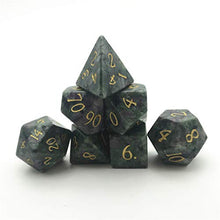 Load image into Gallery viewer, Truewon RPG Stone Dice Set, Handmade Dices for DND ,Made by Natural Gemstones. (Ruby in Zoisite)
