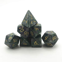 Truewon RPG Stone Dice Set, Handmade Dices for DND ,Made by Natural Gemstones. (Ruby in Zoisite)