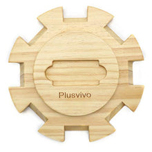 Load image into Gallery viewer, Mexican Train Hub, Plusvivo Solid Pine Wooden Hub for Mexican Train Dominoes Accessories &amp; Mexican Train Dominoes Set with Felted Bottom - 6.5&quot; X 6.5&quot; X 0.59&quot;
