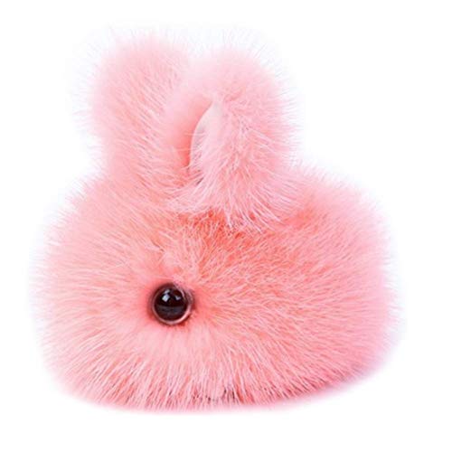 8CM Mini Rabbit Keychain pendant Fur Ball Keyring Lovely Mini Kawaii Animal pink