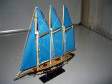 Load image into Gallery viewer, Atlantic Hand Made Wooden Model Sailing Ship 14&quot; Blue Sail Require Minor Assembly
