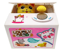 Load image into Gallery viewer, Interestingsport Creative Anmial Kitty Cat Automated Stealing Piggy Bank Toy Coin Bank Money Banks Coin Can for Boys and Girls(Yellow cat)

