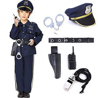 Acekid Police Costume for Boys Halloween Police Officer Costume for Kids (S(5-7))